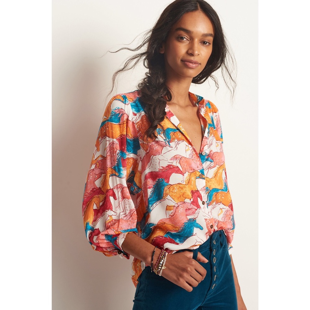 Anthropologie Pastoral Watercolor Blouse